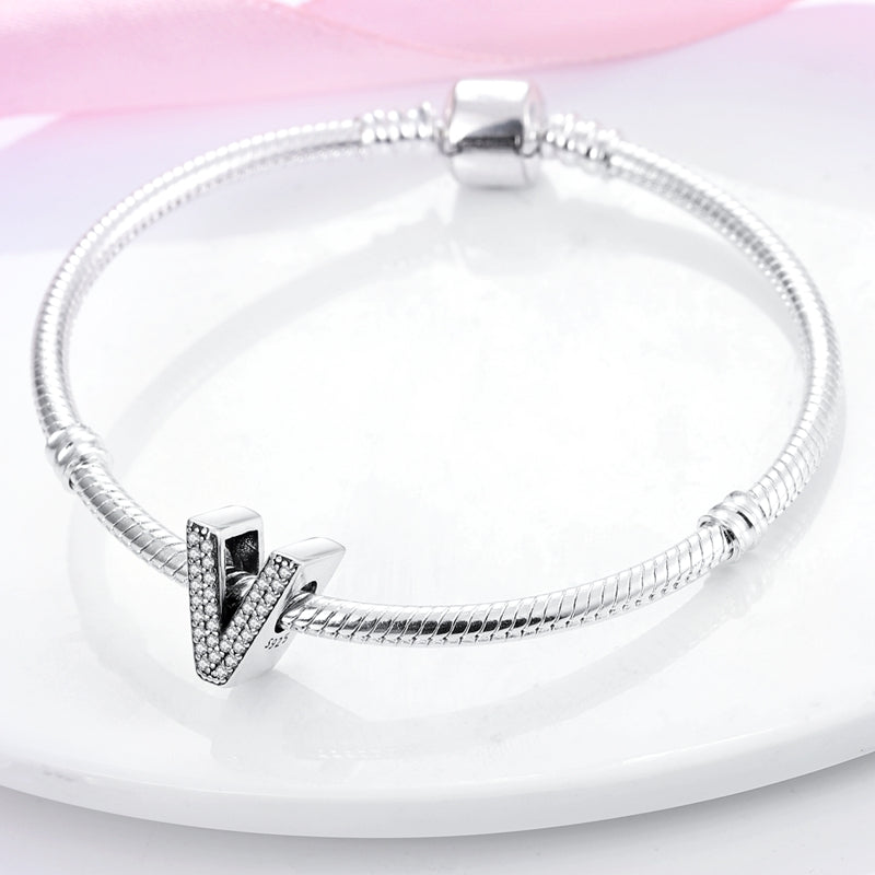 V Charm S925 Sterling Silver