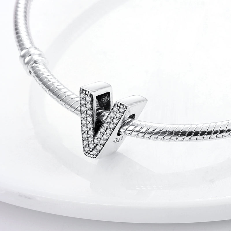 V Charm S925 Sterling Silver