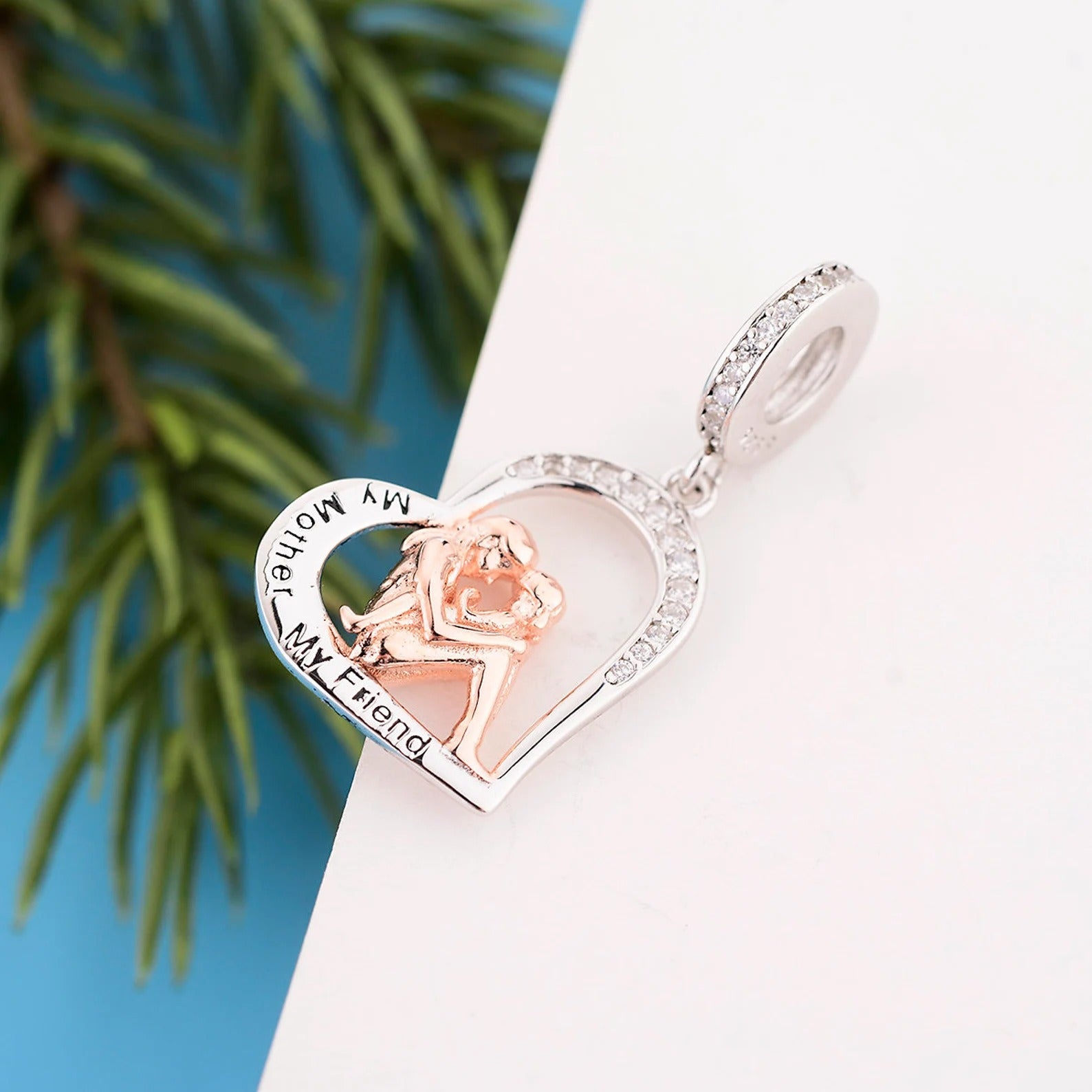 My Mother My Friend Dangle Heart S925 Charm Sterling Silver