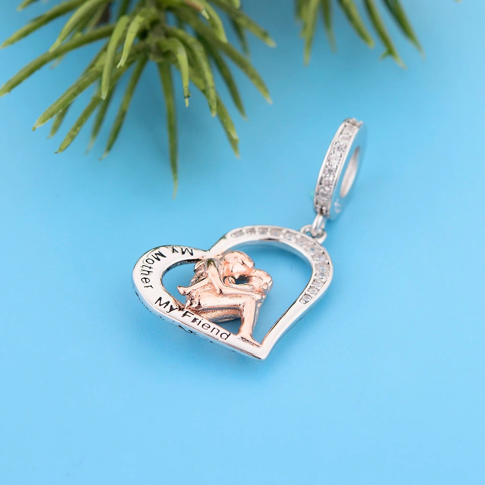 My Mother My Friend Dangle Heart S925 Charm Sterling Silver