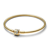Pave Clasp Bangle Bracelet 18K Gold Plate