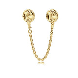 Openwork Heart Safety Chain Charm 18K Gold Plated