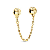 Linked Hearts Safety Chain Charm 18K Gold Plated