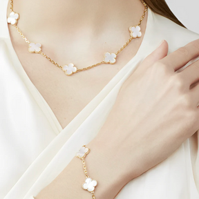 Clover Bracelet + Gift Necklace - 18k Gold Plated