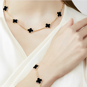 Clover Bracelet + Gift Necklace - 18k Gold Plated