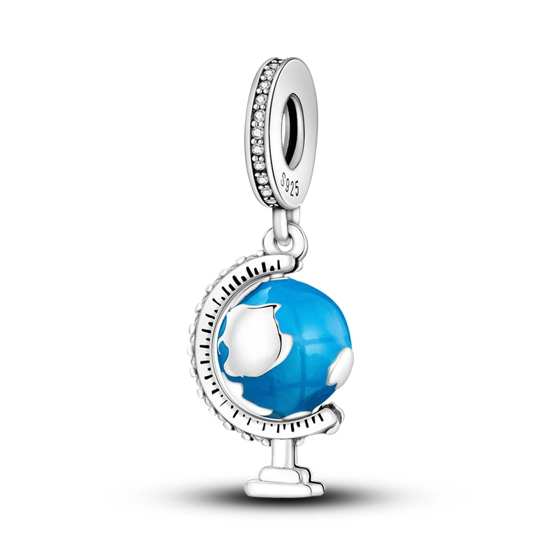 Globe Charm S925 Sterling Silver