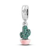 Pink Cactus Charm S925 Sterling Silver