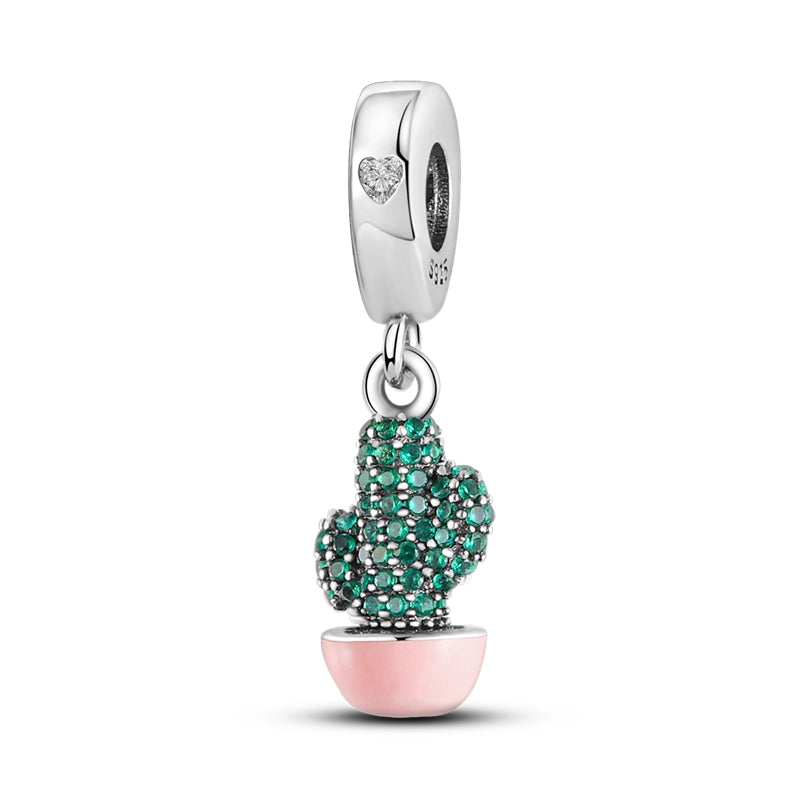 Pink Cactus Charm S925 Sterling Silver