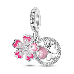 Pink Flower Charm S925 Sterling Silver