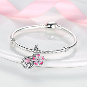 Pink Flower Charm S925 Sterling Silver