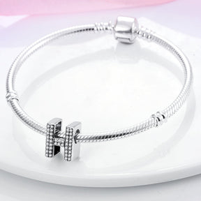 H Charm S925 Sterling Silver