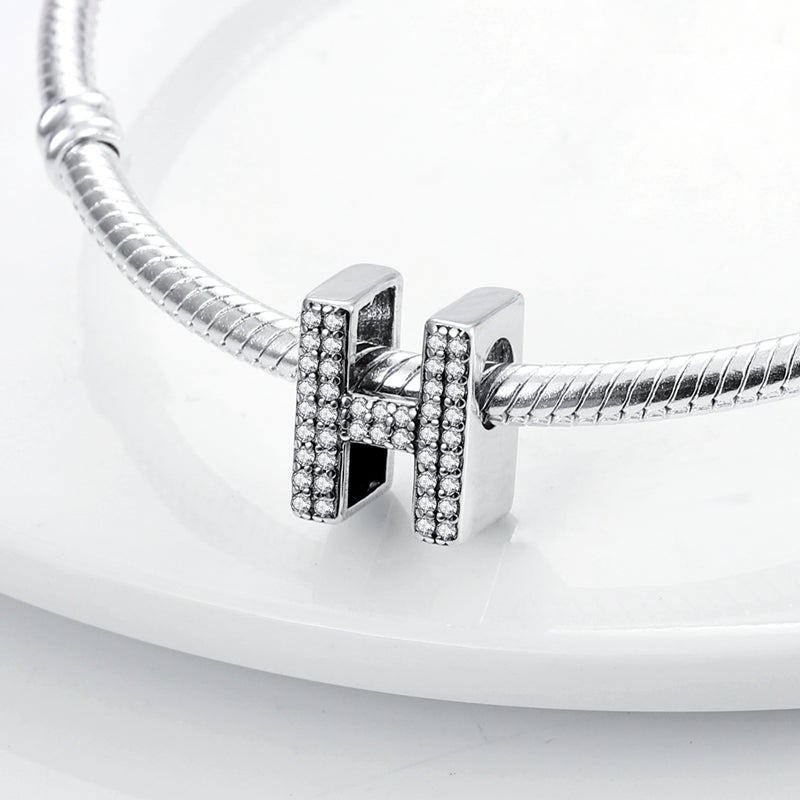 H Charm S925 Sterling Silver