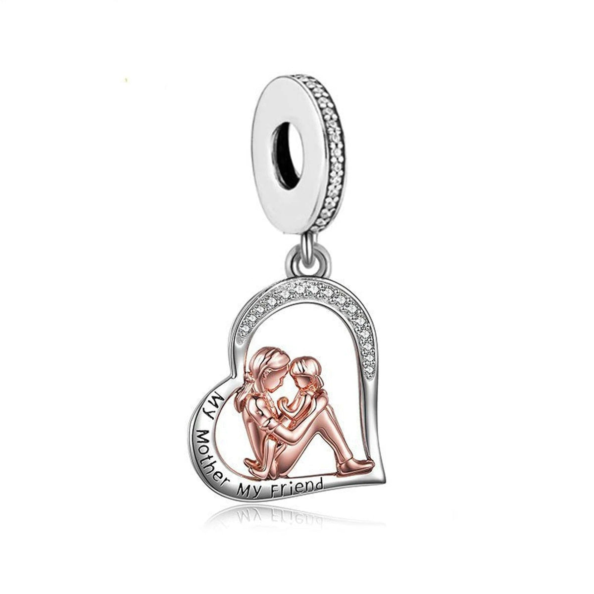 My Mother My Friend Dangle Heart S925 Charm Sterling Silver