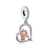 My Mother My Friend Dangle Heart S925 Charm Sterling Silver
