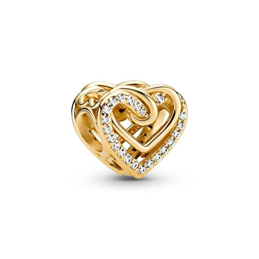 Intertwined Heart Charm 18K Gold Plated