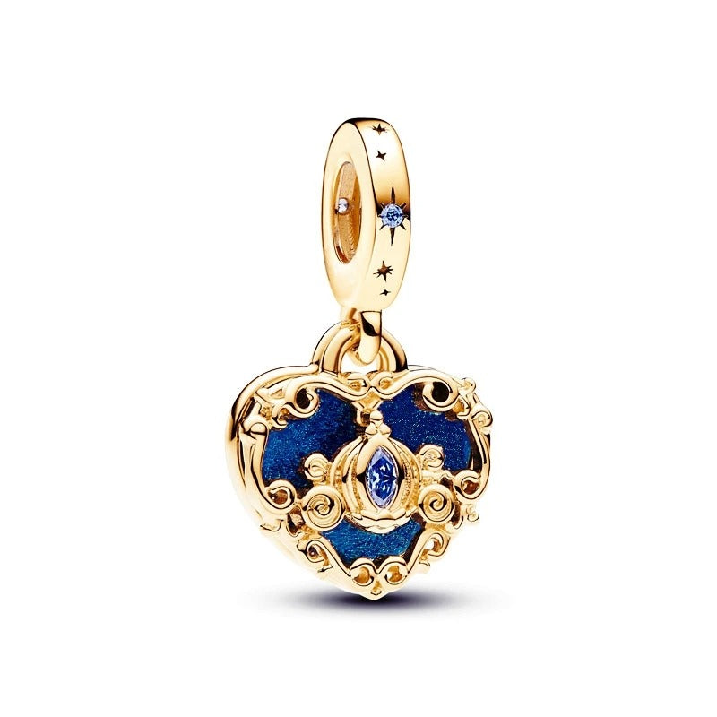 Royal Blue Heart Charm 18K Gold Plated