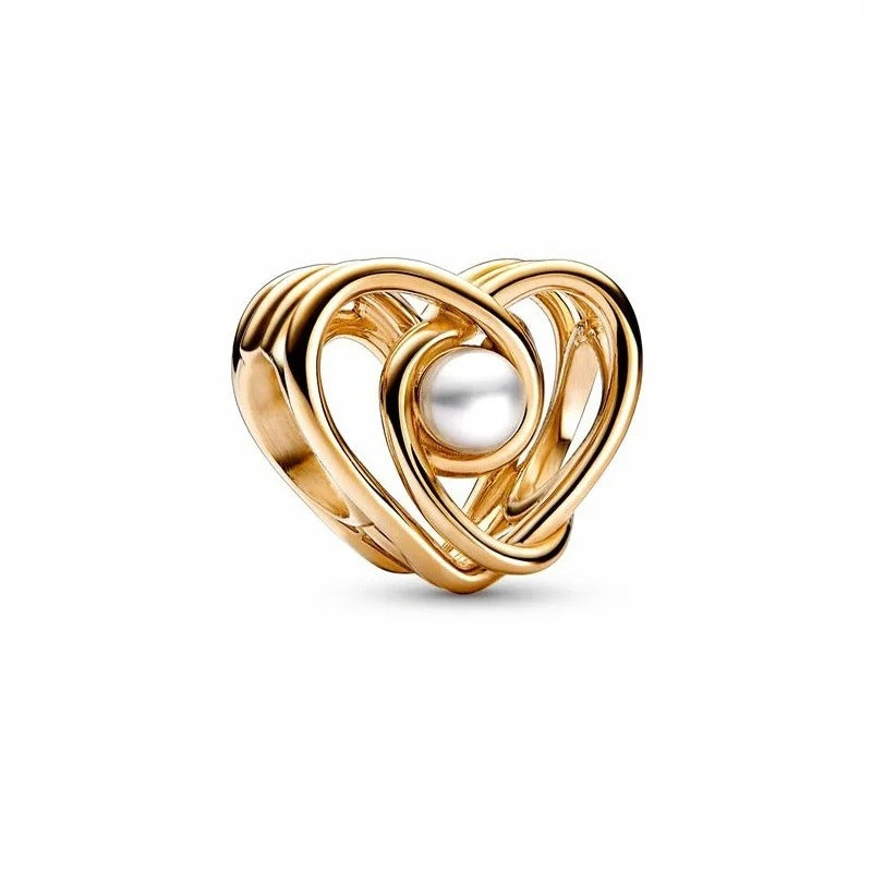 Pearl Heart Charm 18K Gold Plated