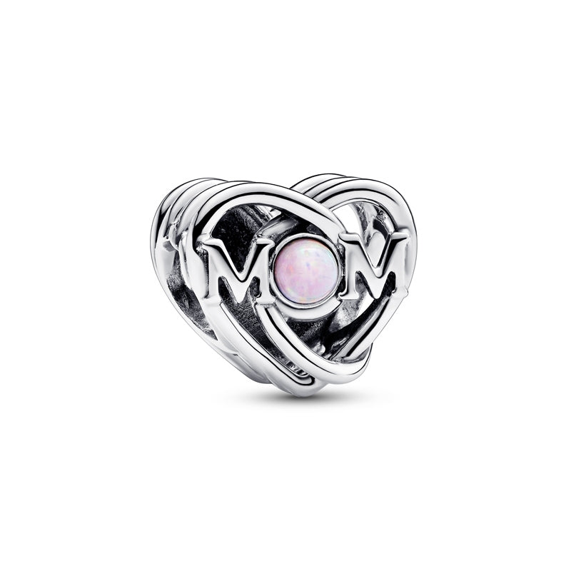 Openwork Mum & Heart S925 Charm Sterling Silver