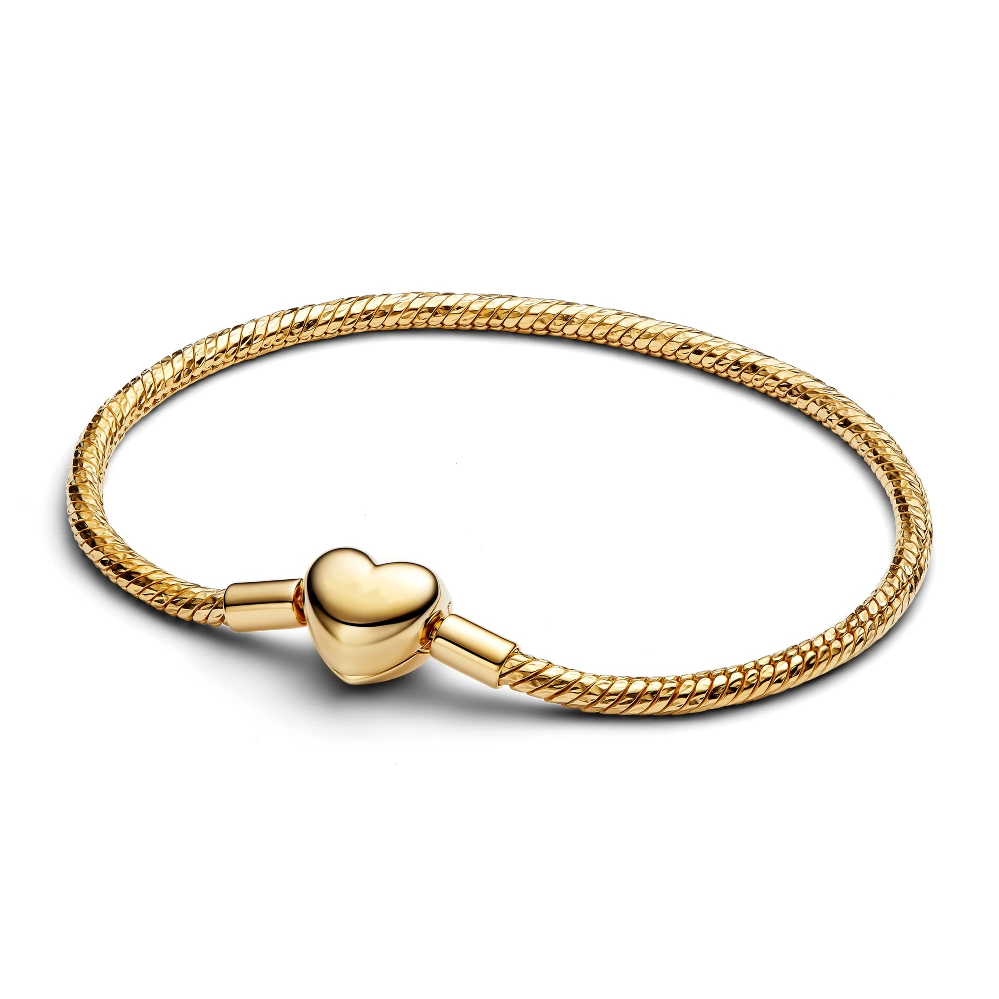 Heart Clasp Snake Chain Bracelet 18K Gold Plate
