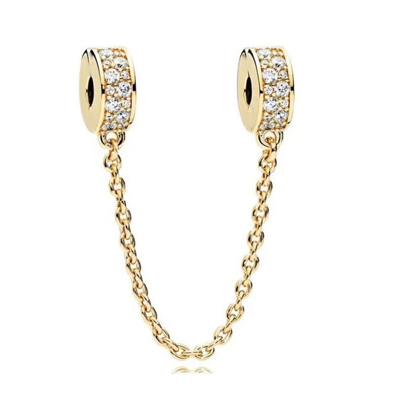 Sparkling Pavé Safety Chain Charm 18K Gold Plated