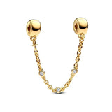 Brilliant Stones Safety Chain Charm 18K Gold Plated