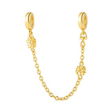 Daisy Flower Safety Chain Charm 18K Gold Plated
